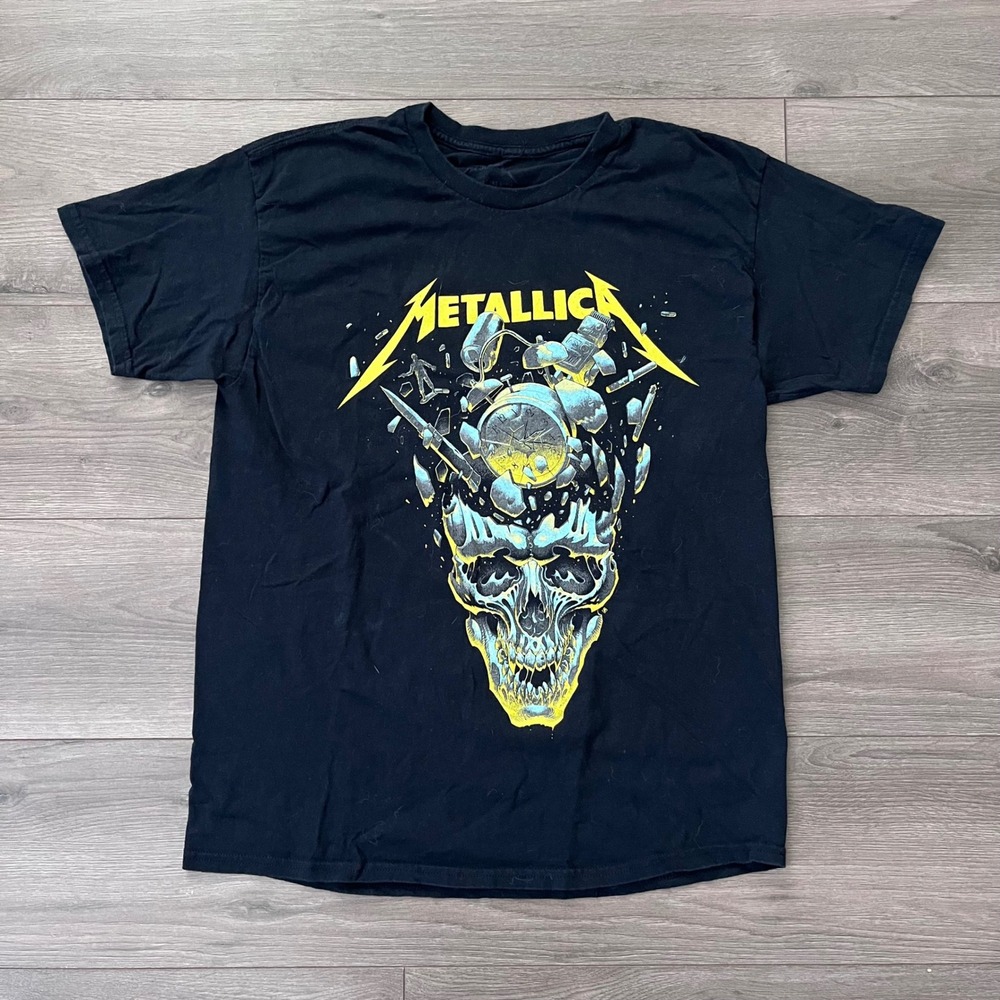 Metallica M72 World Tour 2023 2024 Skull Graphic T-Shirt Black Mens Medium